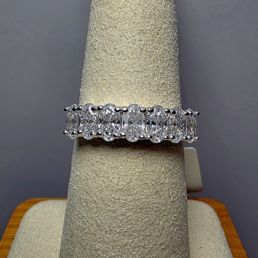 Size 7 2.16ctw Oval Moissanite Eternity Band 925 Sterling Silver